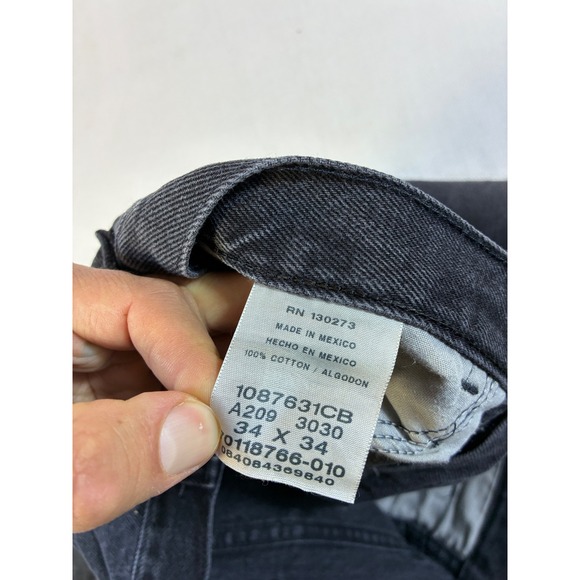 Vintage Rustler Black Jeans Mens 34x34 Straight Leg Distressed Y2K Western - Picture 4 of 16